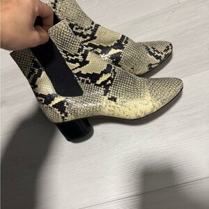 Isabel Marant Black and Cream Snakeskin Heeled Boots